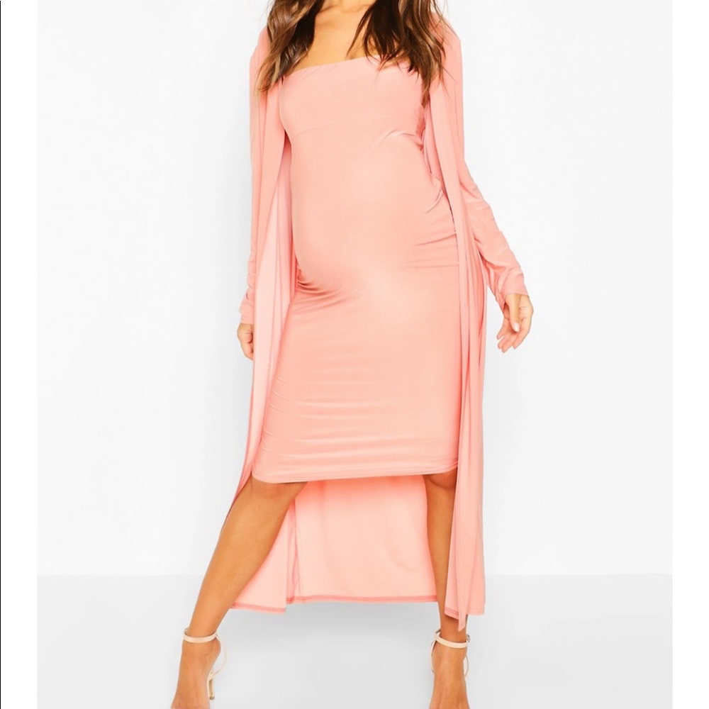 Maternity co-ord dress and cardigan